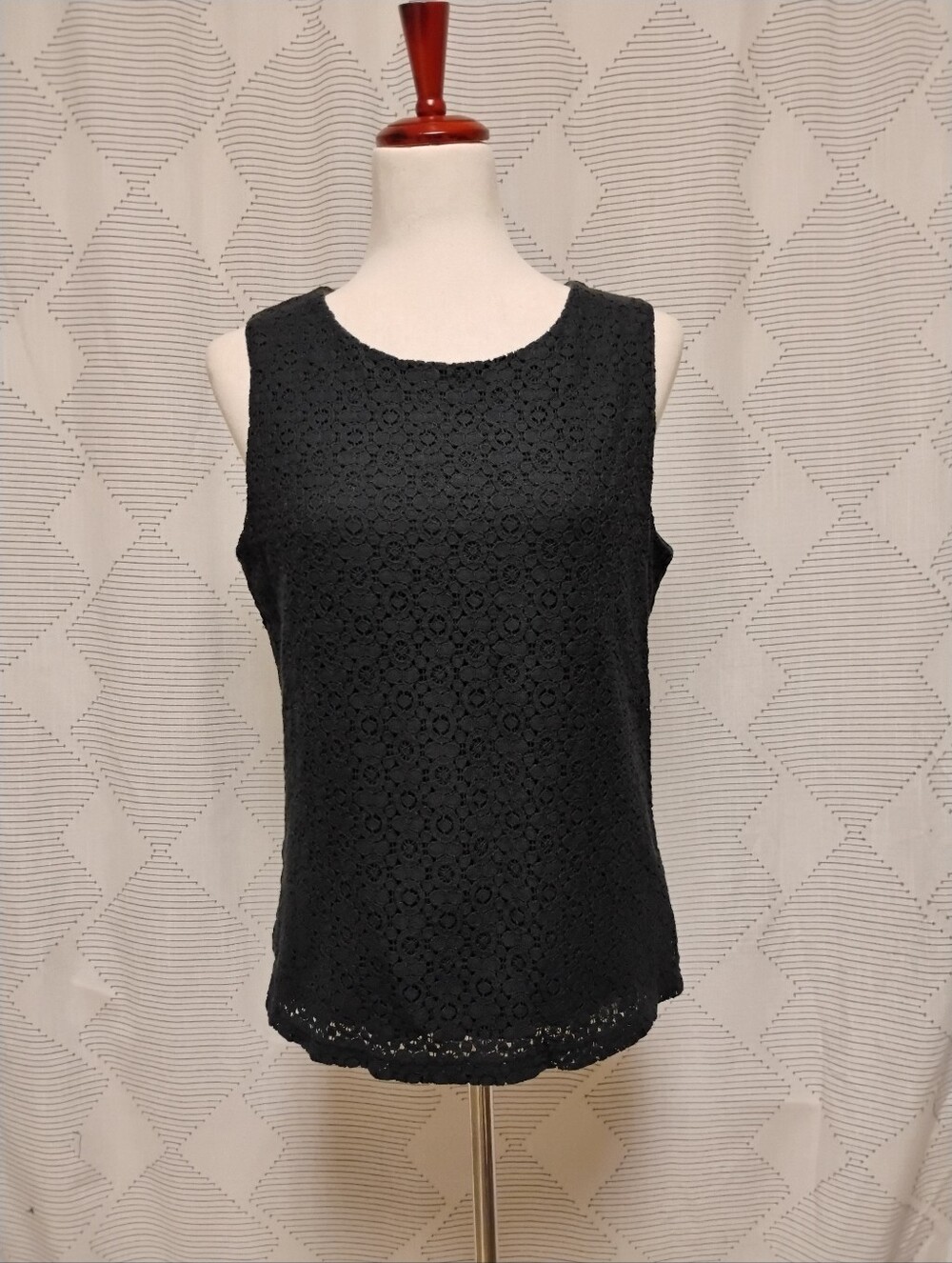 Talbots Sleeveless Floral Lace Tank Top Large Cotton Blend Lined Boho Chic